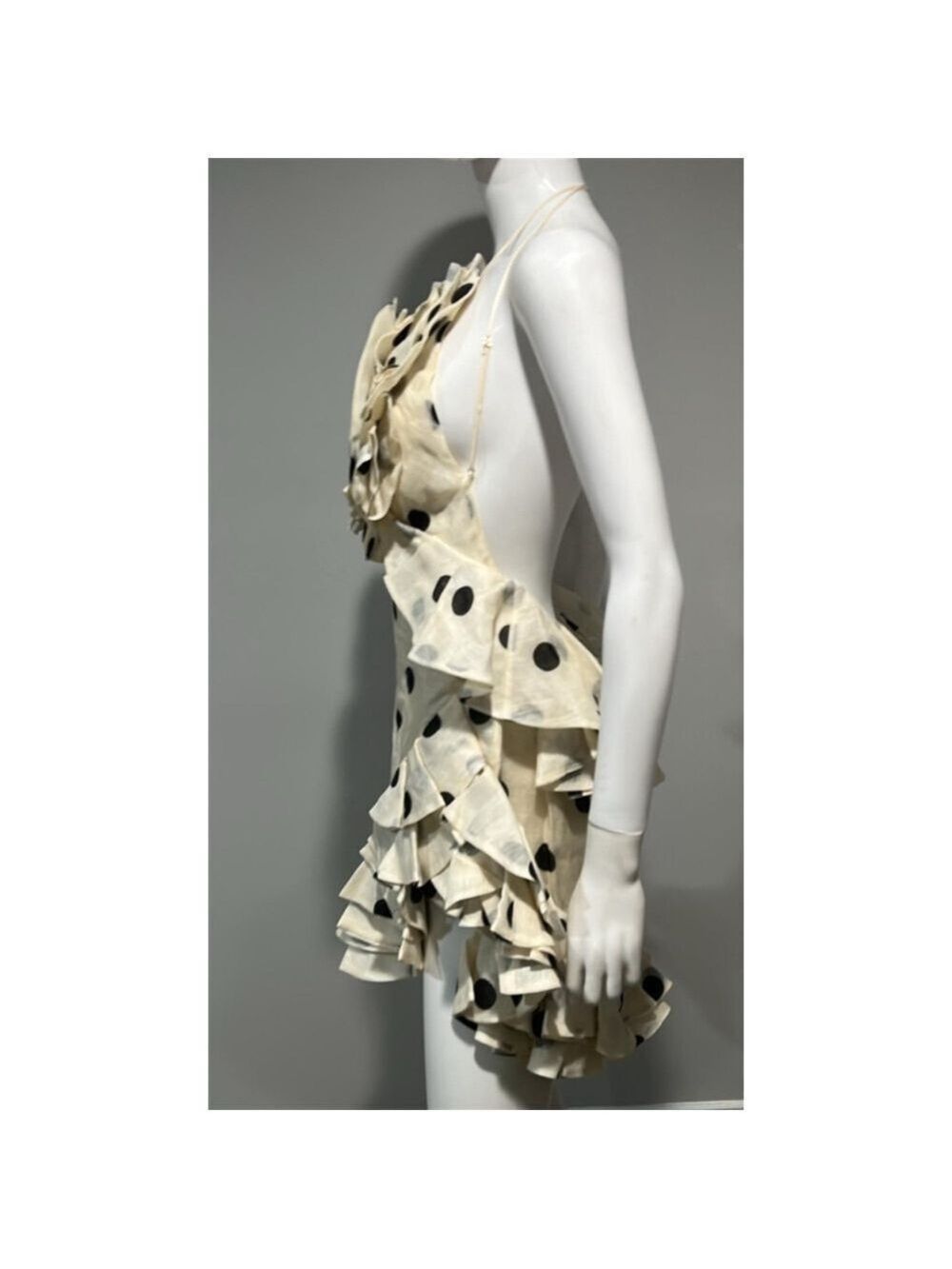 Zimmermann Black and White Polka Dot Crush Ruffle Mini Dress Size 4/6 (1) - Picture 9 of 13